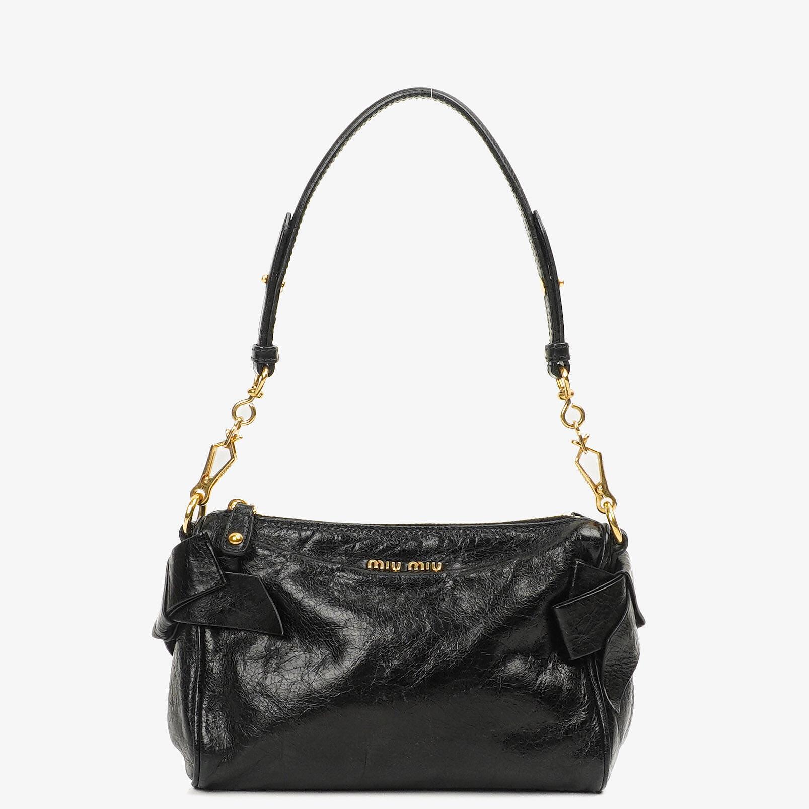 バッグ MIU MIU vitello lux shoulder bag black Miu Miu Vitello Lux Black Bow Bag