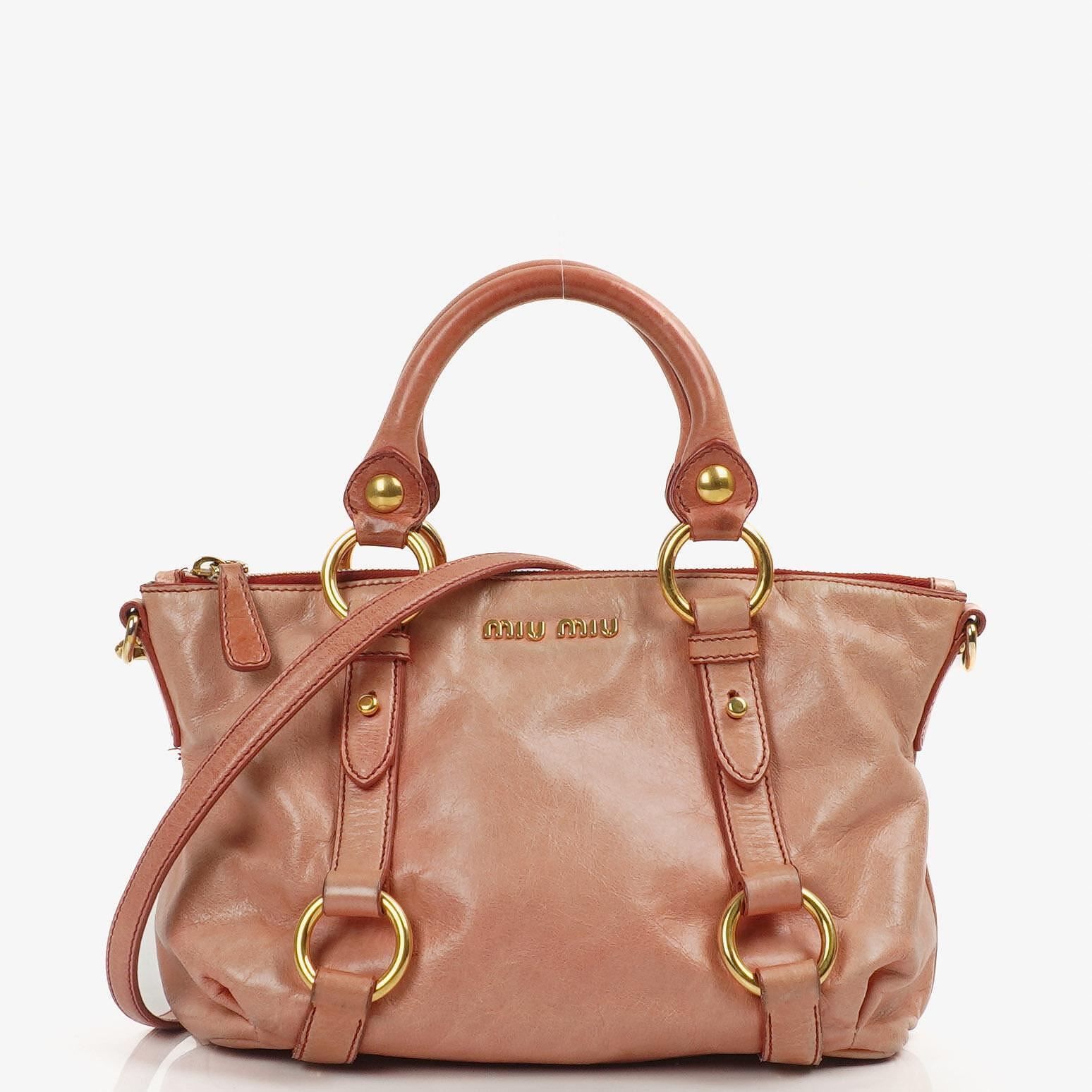 Miu Miu Vitello Shine Rosa Satchel Bag