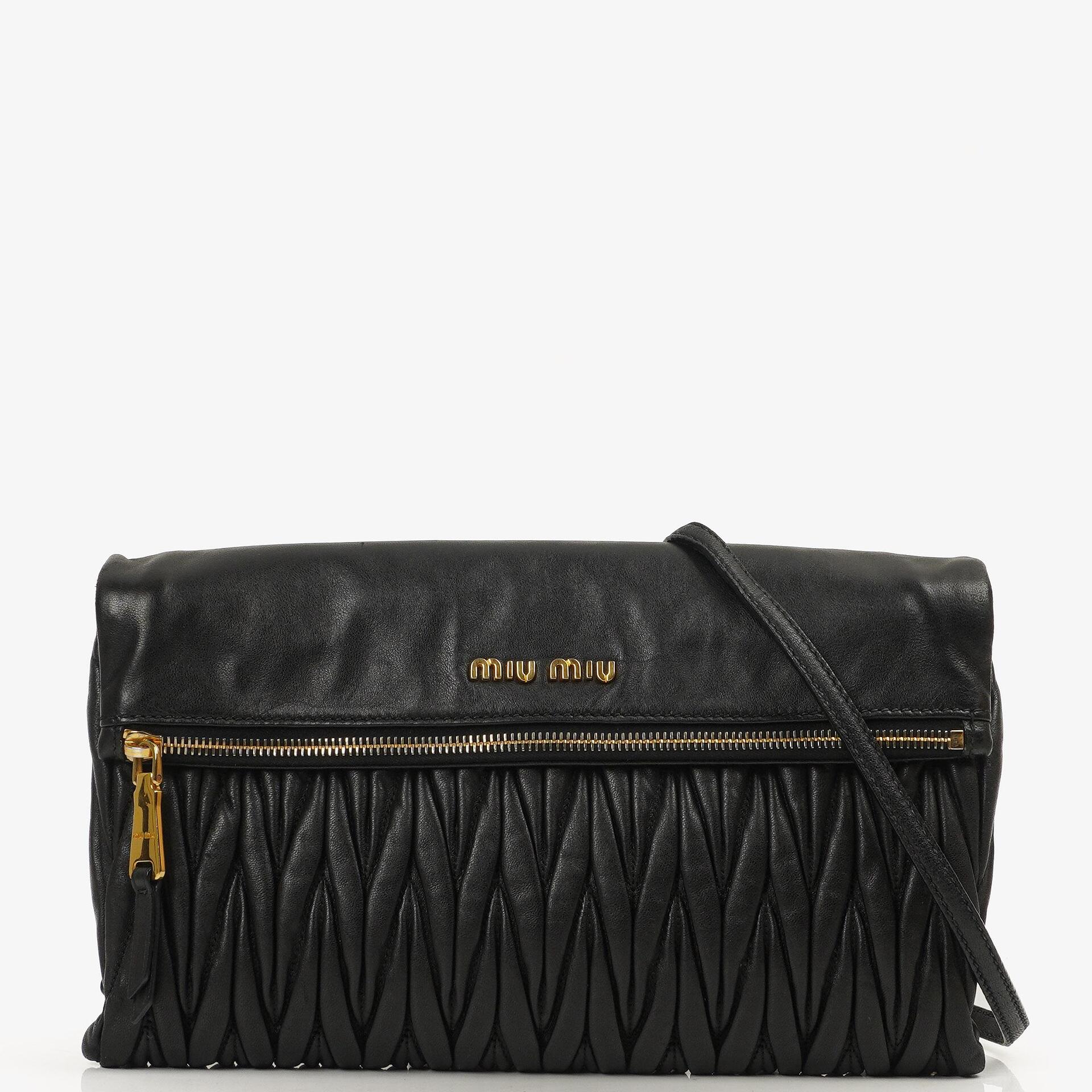 Miu Miu Matelasse Napa Nero Black Crossbody Clutch Bag