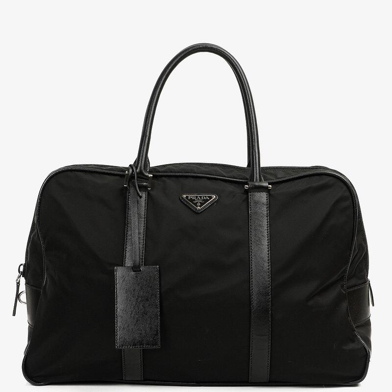 Pre Owned Prada Black Tessuto Nylon And Saffiano Leather Nero Duffle Bag