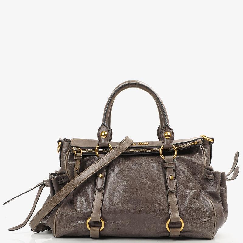 Miu Miu Vitello Lux Fumo Bow Bag