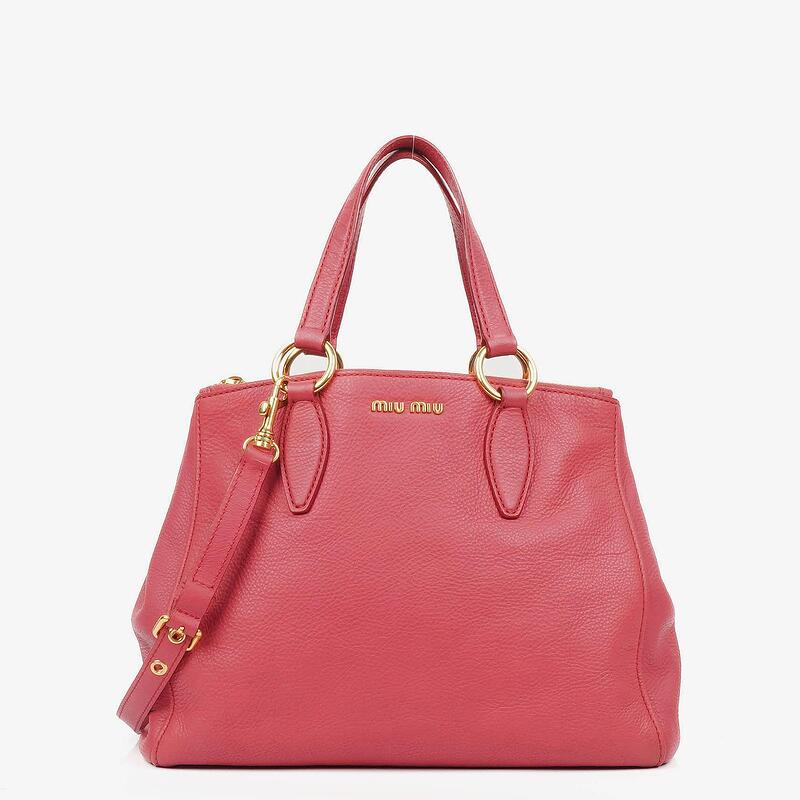 Miu Miu Vitello Caribu Pink Leather Tote Bag
