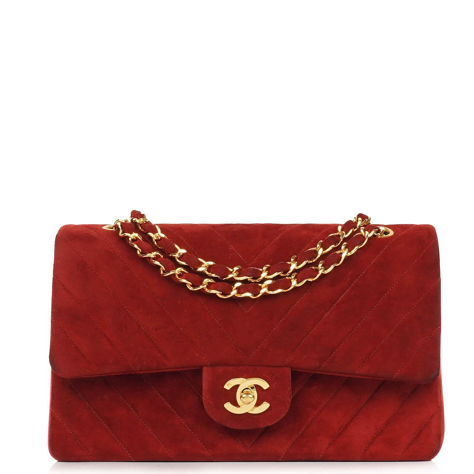 Auth Pre-Owned Chanel Classic Medium Double Flap Bag In Red