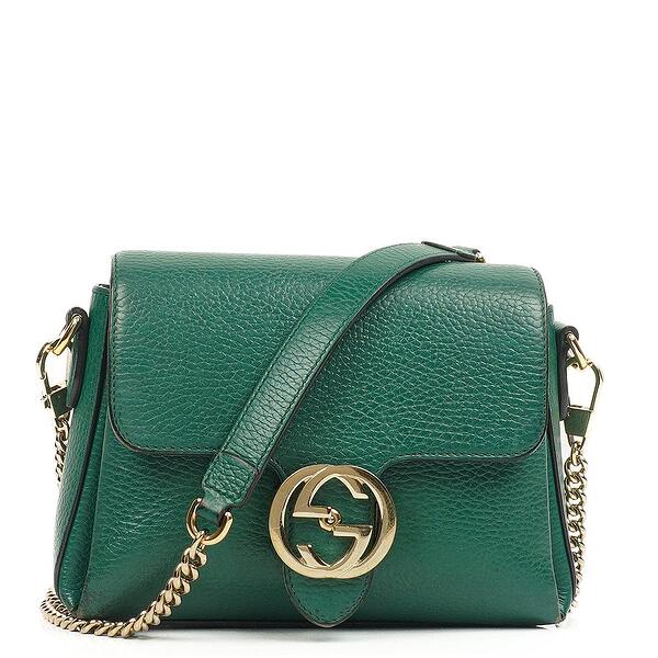 Pre-Loved Gucci Interlocking G Dollar Emerald Calfskin Crossbody Bag