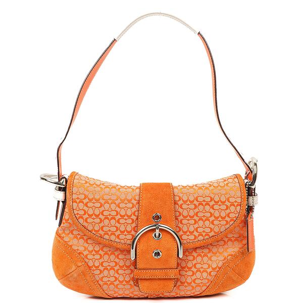 Pre-Owned Coach Soho Signature Jacquard Shoulder Bag Orange