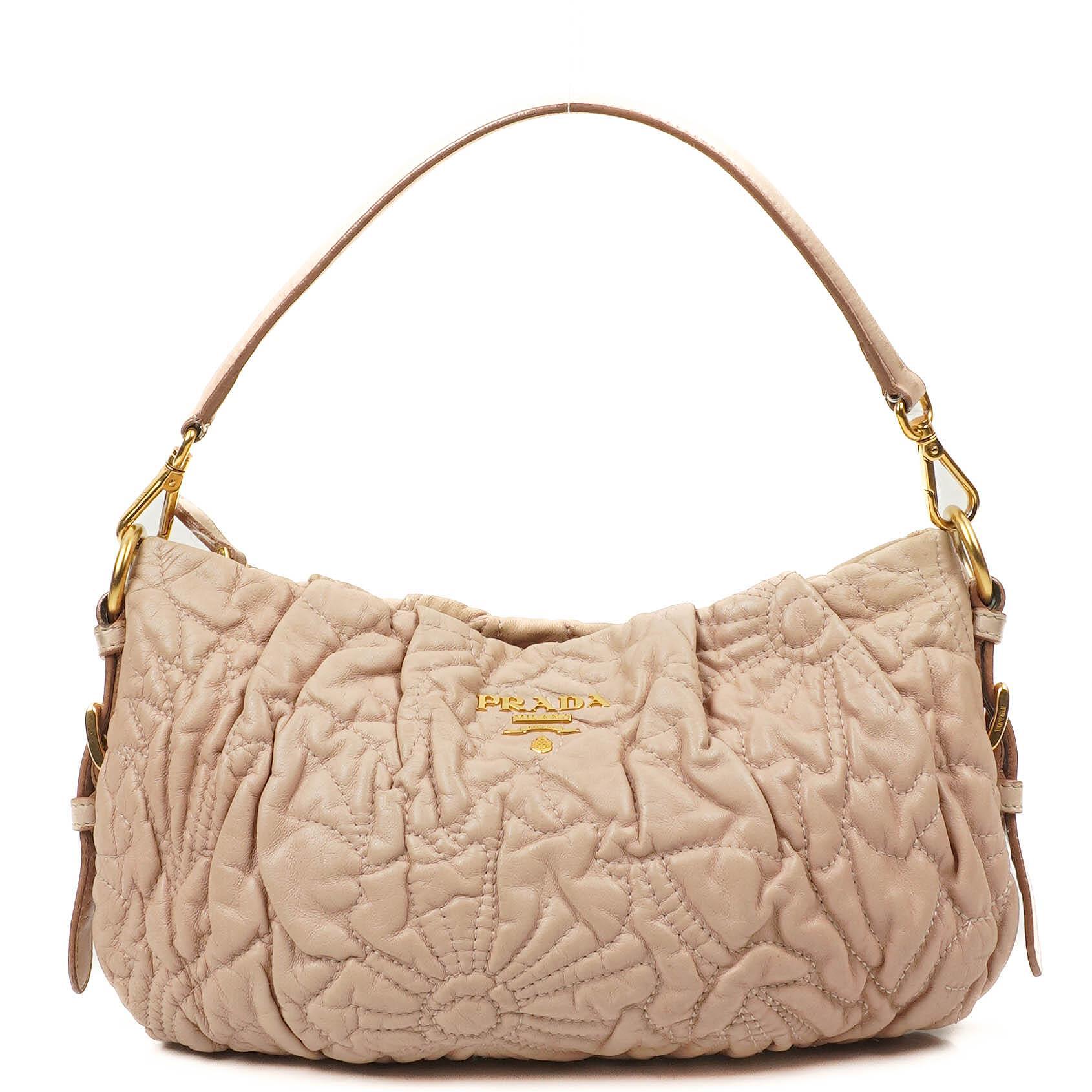 Pre-Owned Prada Nappa Stitches Pink Beige Shoulder Bag