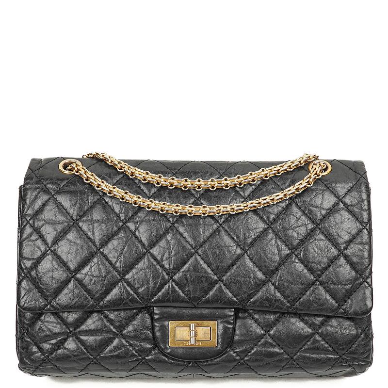 Pre-Owned Chanel Reissue Black Aged Calfskin Large Double