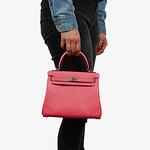 Hermes Kelly 25 Retourne Rose Azalee Swift Leather With Palladium - Main Image