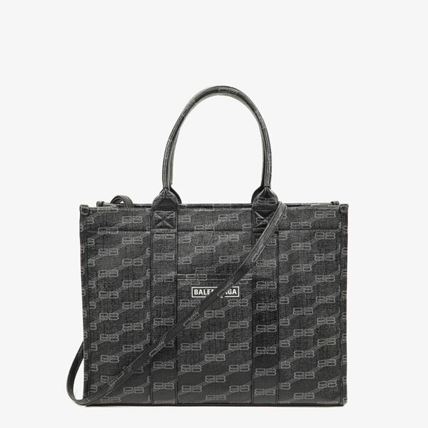 BALENCIAGA BB LOGO LEATHER TOTE HAND BAG Balenciaga logo tote
