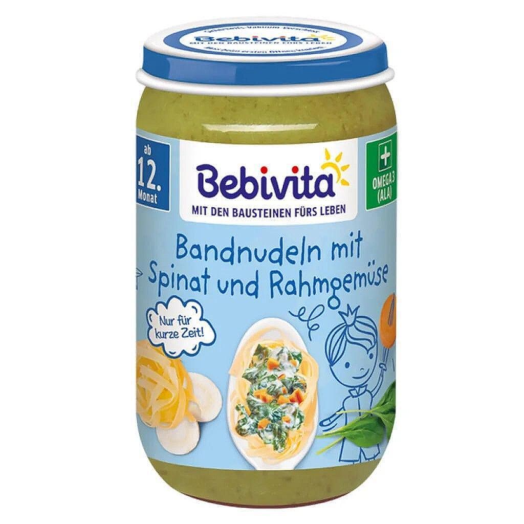 Bebivita пюре макарони със спанак, зеленчуци и сметана, 12+ месеца | 250 г
