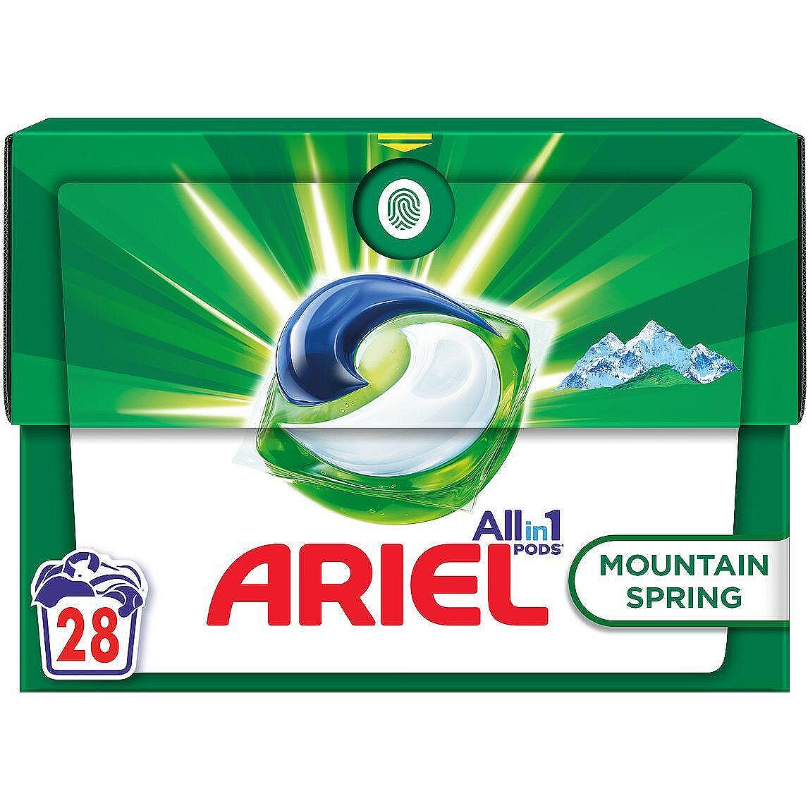 Ariel AllIn1 Pods Mountain Spring капсули за бяло пране планинска пролет, 28 пранета | 28 бр.