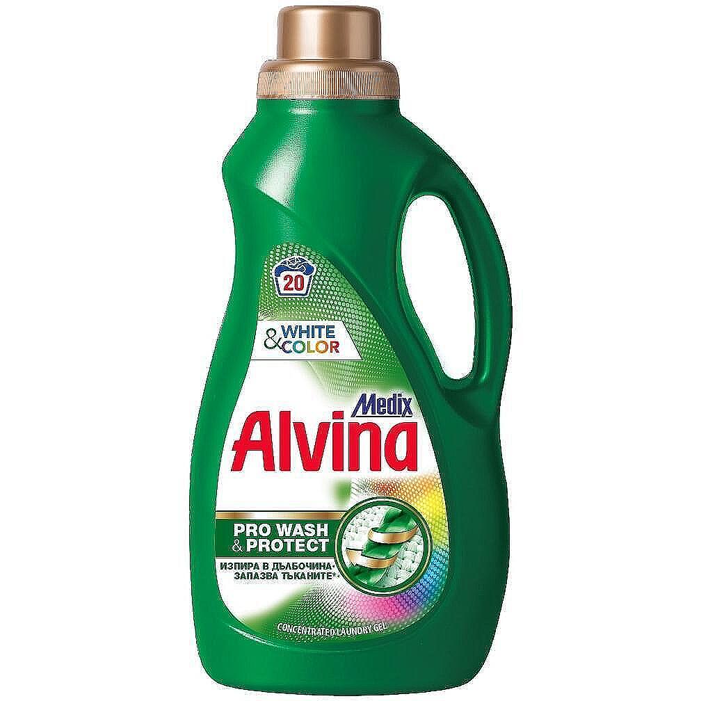 Alvina White & Color течен перилен препарат за бели и цветни тъкани, 20 пранета | 1.1 л