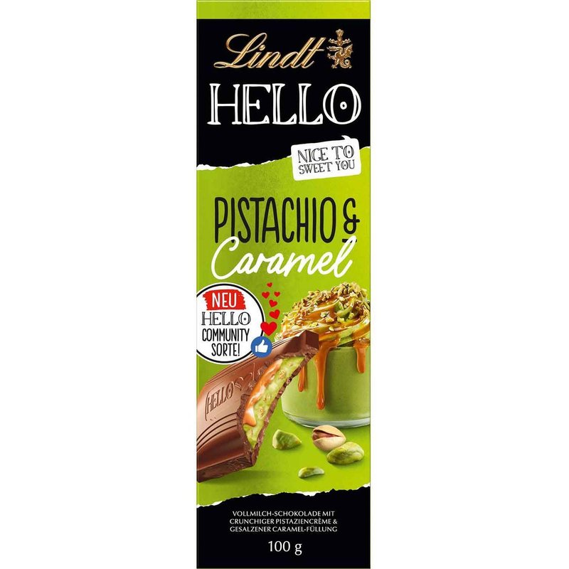 Lindt Riegel Hello Lindt Hello Pistachio & Caramel млечен шоколад | 100 г | на изгодна ...