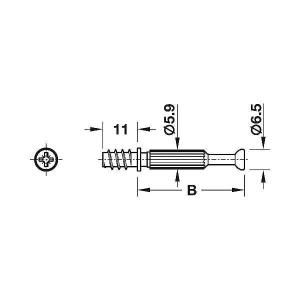 Болт за директен монтаж с оребрено тяло M300, B34 mm, L11 mm