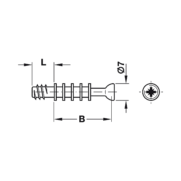 Болт за директен монтаж с оребрено тяло M200, B34 mm, L11 mm