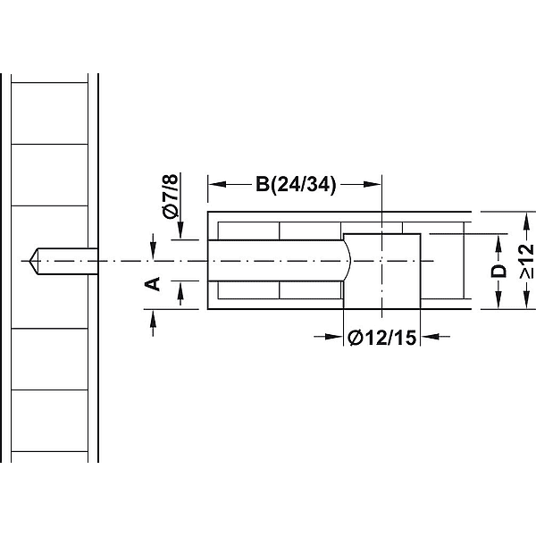 Ексцентрик Minifix  с борд Ø15 mm, дебелина на материала над 34 mm