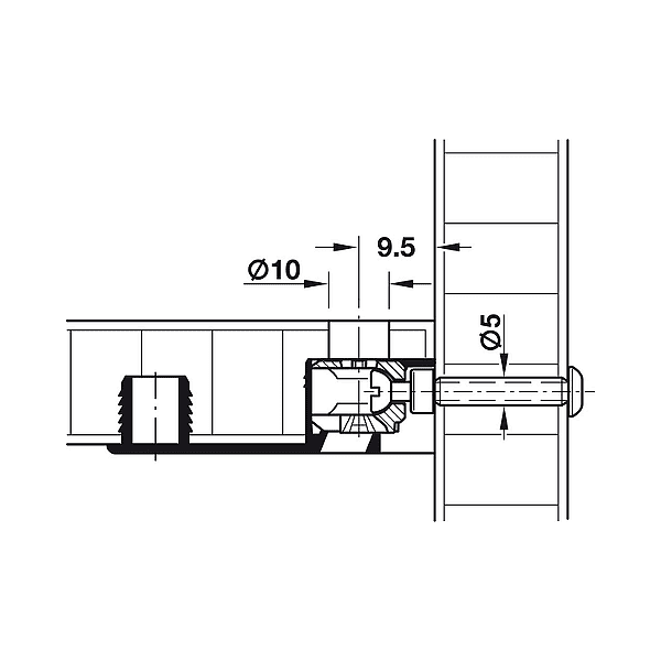 Свързващ болт М4 x 10 mm за отвор Ø5 mm