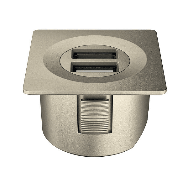 USB конвектор за LOOX система- никел мат, кръгла розетка, ф40mm, 12V, 2х1А