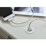 USB конвектор за LOOX система- никел мат, кръгла розетка, ф40mm, 12V, 2х1А