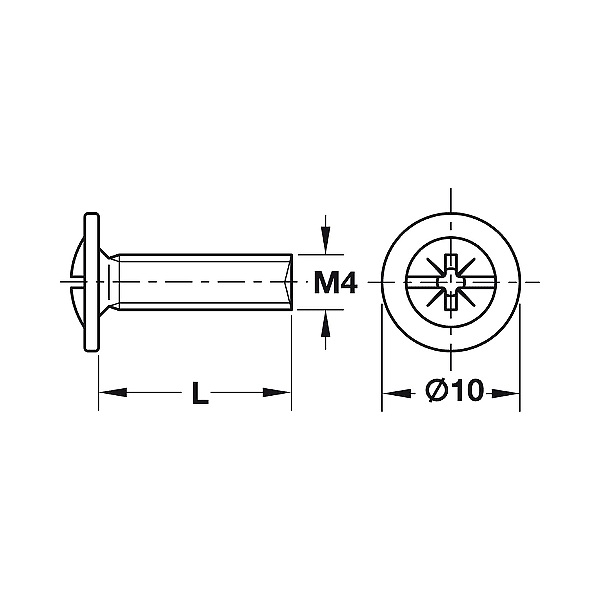 Болт за мебелни дръжки М4х8 - 60 mm