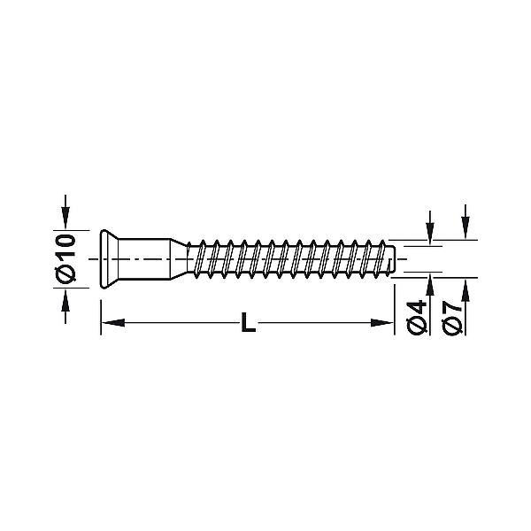CONFIRMAT разглобка винтова с SW 4 , L 50 mm, Ø7 mm, галв.