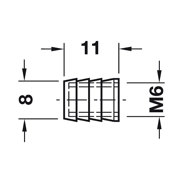 Втулка М6/ф8/L12 mm месингова с пластмасово топче
