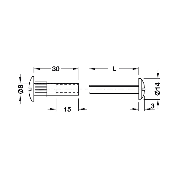 Свързващ болт М6/56-66 mm никел
