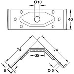 Свързваща планка за крак и царга на маса, Н 40 mm