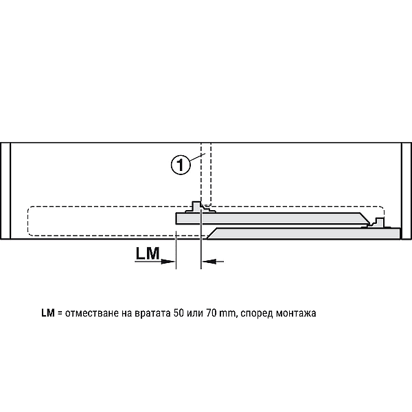 Slido F-Flush52 20A Механизъм за 2 плъзгащи се врати, W 1208 mm (светъл отвор)