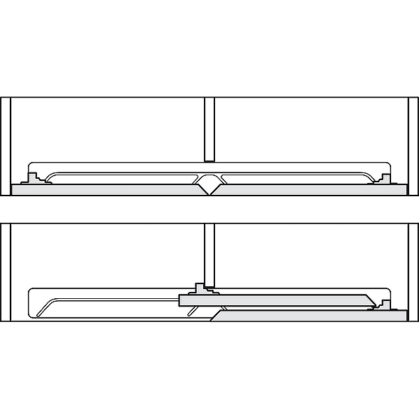 Slido F-Flush52 20A Механизъм за 2 плъзгащи се врати, W 1208 mm (светъл отвор)