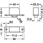 Мебелно колело за вкопаване, 23.6 mm широчина,  с мек протектор