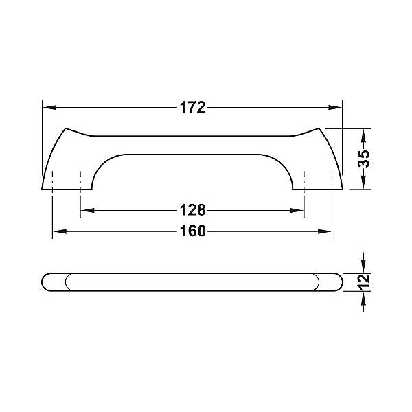 Мебелни дръжки H1770, 35 mm, цамак