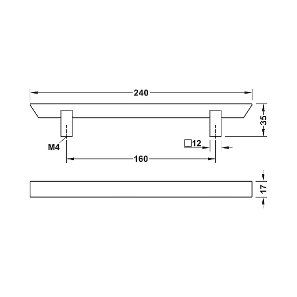 Мебелни дръжки H1740, 35 mm, цамак