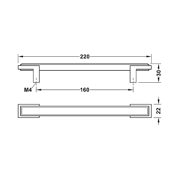 Мебелна дръжка H1930, 30 mm, цамак