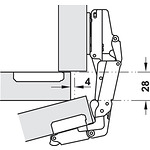 Панта за отваряне на врати без дръжки Duomatic Push 165°, покрит кант