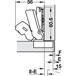 Панта за отваряне на врати без дръжки Duomatic Push 165°, покрит кант