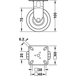 Колелo Ø50 mm, праволинейно, с лагер, 40 kg-Copy