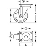 Колелo Ø50 mm, свободно въртящо се, черно, 30 kg-Copy