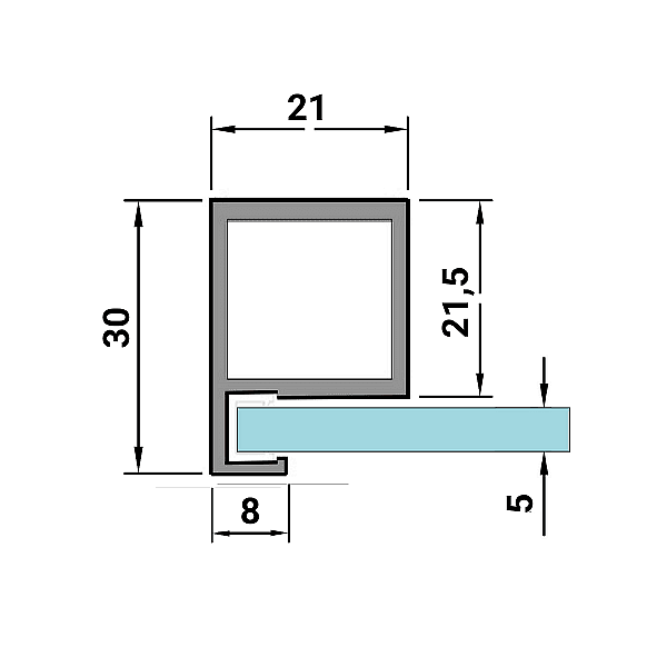 148 Алуминиев профил за мебелна врата, 3 000 mm-Copy