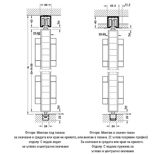 Механизъм за сгъваеми врати Slido W-Fold32 100-T