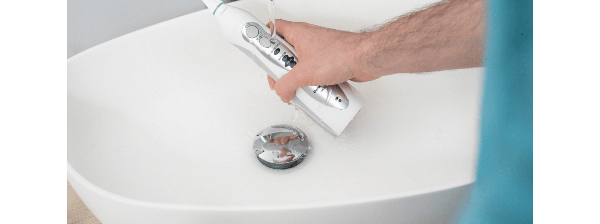 Зъбен душ Panasonic EW1411H845, Батерия, Почистване на парадонтални джобове, Бял/Сребрист