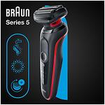 Самобръсначка Braun Series 5 51-R1000s Wet&Dry, AutoSense,Easy Clean, Easy Click, 3 бръснещи елемента, Червен/Черен