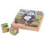 Bigjigs - Дървени кубчета в рамка - Животни