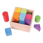 Bigjigs - Дървени многоцветни блокчета - Геометрични фигури - Дъга