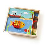 Bigjigs - Детска дървена мозайка - Морски картини