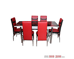 Комплект маса + 6 стола червени цветя