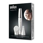 Епилатор Facial, Braun FaceSpa Pro, SE910, 2 in 1, 10 пинсети, Таймер, Презареждащ, Бял/Сребрист
