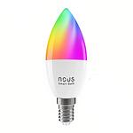 Комплект от 2 LED RGB смарт крушки Nous P4, Wi-Fi, E14, 4.5W, 380 лумена, Гласов контрол, Бяла и цветна светлина (2700-6500K), Енергиен клас F