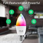 LED крушка RGB inteligent Nous P4, Wi-Fi, E14, 4.5W, 380 лумена, Бяла и цветна светлина, Гласов контрол, Съвместимост Google Assistant, Amazon Alexa, Енергиен клас F