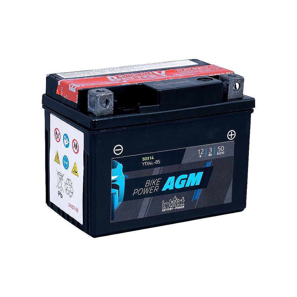 Мото акумулатор intAct Bike-Power AGM YTX4L-BS 3Ah R+